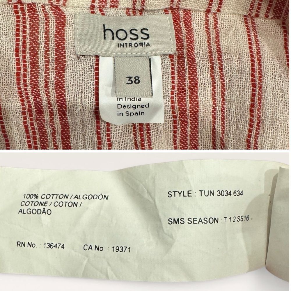 Hoss Intropia Mini Cape Dress Cotton Red White Stripe Boho - Picture 7 of 7
